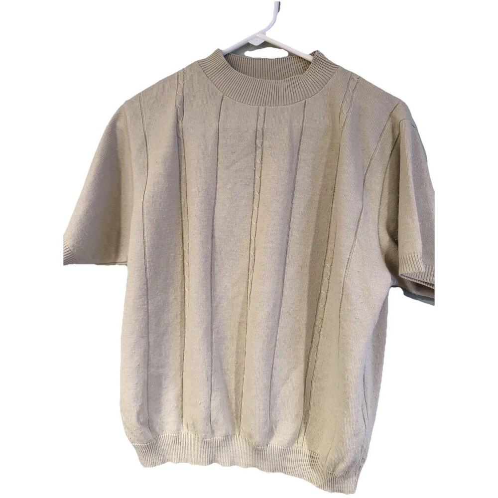 Vintage Norton McNaughton Sweater Lurex Sz Tan Vtg EUC Made In USA Beige Cottage